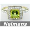 Image 1 : Gem Quality 1.50 ct Peridot & VS Diamond Ring 14kt Gold