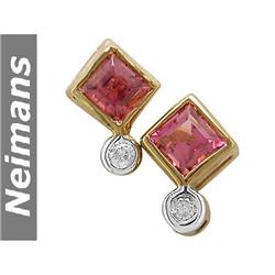 Certified 5.25 ct Ruby & VS Diamond Stud Earrings 14kt