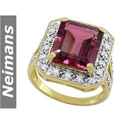 Vintage 4.00 ct Orange Sapphire & Diamond Ring 14K Gold