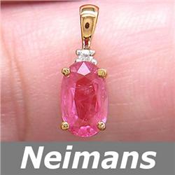 Gem 3.00 ct Certified Ruby & Diamond Pendant 14kt Gold