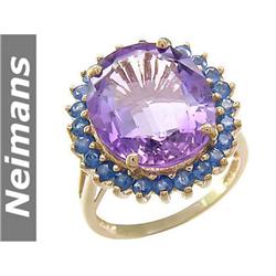 Finest Certified 3.75 ct Amethyst & VS Diamond Ring 14k