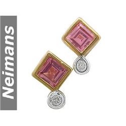 Certified .50 ct Red Spinel & Diamond Stud Earrings 14k