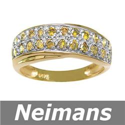 Certified .75 ct Yellow Diamond Cocktail Ring 14kt Gold