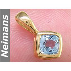 Certified .75 ct Blue Topaz Solitaire Pendant 14kt Gold