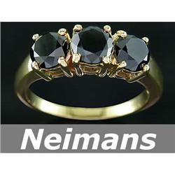 Certified 2.50ct Black Diamond 3 Stone Anniversary Ring