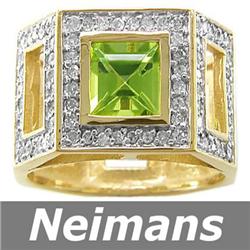 Men's 1.75 ct Certified Peridot & VS Diamond Gents Ring