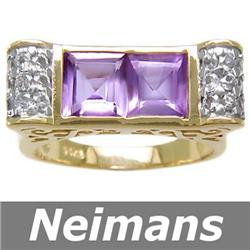 Vintage 3.00 ct Certified Amethyst & Sapphire Ring 14kt