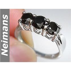 Anniversary 2.25 ct Black Diamond 3-Stone Ring 14k Gold