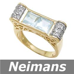 Certified 2.75 ct Aquamarine & Sapphire Ring 14kt Gold