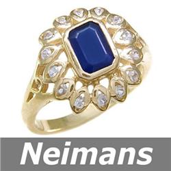 Antique 1.75ct Certified Blue & White Sapphire Ring 14k