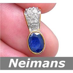 Certified 1.25 ct Sapphire & Diamond Pendant 14kt Gold