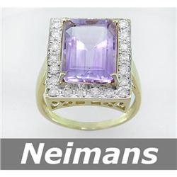 Gem Quality 10.75 ct Amethyst & Diamond Ring 14kt Cert