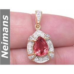 Fine 2.00ct Certified Pink Tourmaline & Diamond Pendant
