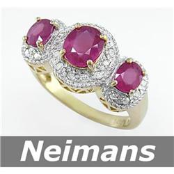 Vintage 2.50 ct Certified Ruby & VS Diamond Ring 14kt