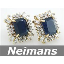 Vintage 11.50ct Sapphire & VS Diamond Stud Earrings 14k