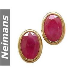 Neimans Certified 1.25 ct Ruby Stud Earrings 14kt Gold