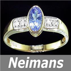 Neimans Certfied .75 ct Tanzanite & Diamond Ring 14kt