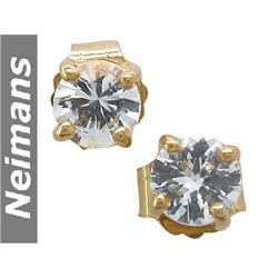 USGL Certified .75 ct Blue Topaz Stud Earrings 14k Gold