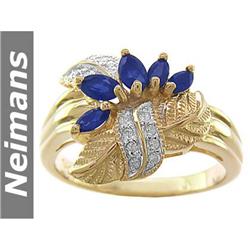 Antique 1.00 ct Blue Sapphire & Diamond Ring 14kt Gold