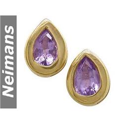 USGL Certified .75 ct Amethyst Stud Earrings 14kt Gold
