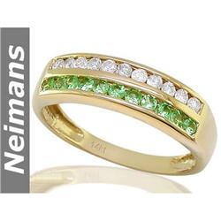 Gem Certified .75 ct Tsavorite & Diamond Ring 14kt Gold