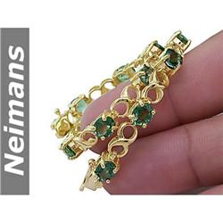 Gem Certified 11.50 ct Green Sapphire Bracelet 14k Gold