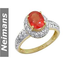 Certified 2.00 ct Orange Sapphire & Diamond Ring Gold