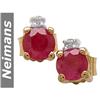 Image 1 : USGL Certified 1.00 ct Ruby & Diamond Stud Earrings 14k