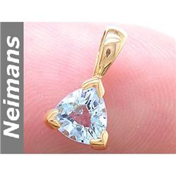 Certified .75 ct Blue Topaz Solitaire Pendant 14kt Gold