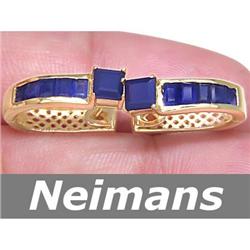 USGL Certified 3.25ct Sapphire Huggie Earrings 14K Gold