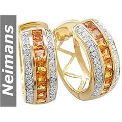 USGL Certified 2.00 ct Sapphire & Diamond Earrings 14kt