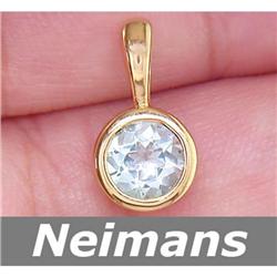 Certified 1.00 ct Aquamarine Solitaire Pendant 14k Gold