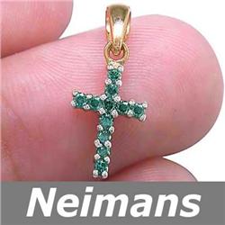 Certified .25 ct Blue Diamond Cross Pendant 14kt Gold