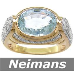 Neimans 4.25 ct Certified Aquamarine & Diamond Ring 14k