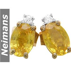 Certified 1.25 ct Sapphire & Diamond Stud Earrings 14kt