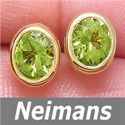 USGL Certified 1.25 ct Peridot Earrings Stud 14kt Gold