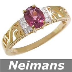 Certified 1.00 ct Pink Tourmaline & Diamond Ring 14kt