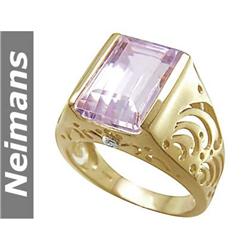 Men's 8.00 ct Gem Kunzite & Diamond Gents Ring 14K Gold