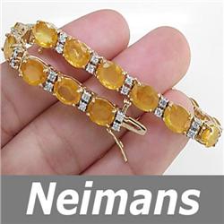 Certified 31.75ct Yellow Sapphire & VS Diamond Bracelet