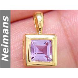 Certified .75 ct Amethyst Solitaire Pendant 14kt Gold