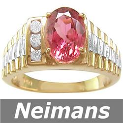 Certified 2.25 ct Pink Tourmaline & Diamond Ring 14kt