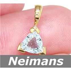 Certified .75 ct Aquamarine Solitaire Pendant 14kt Gold