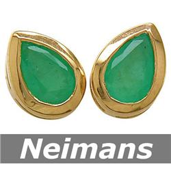 USGL Certified 1.00 ct Emerald Stud Earrings 14kt Gold