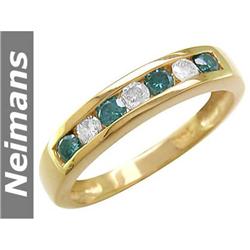 Certified .50 ct Blue & White Diamond Anniversary Ring