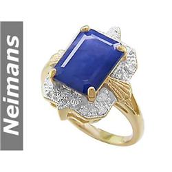 Antique 5.25 ct Sapphire & Diamond Ring 14kt Gold CERT