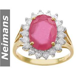 USGL Certified 5.25 ct Gem Ruby & Diamond Ring 14K Gold