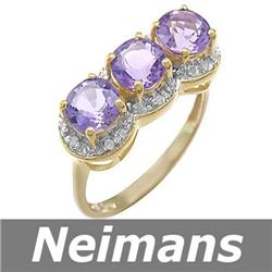Vintage 2.25 ct Certified Amethyst & Diamond Ring 14kt