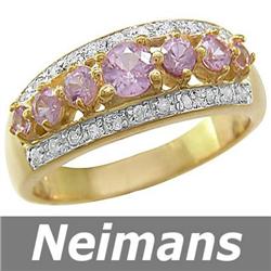 Vintage 1.25 ct Pink Sapphire & Diamond Ring 14kt Gold