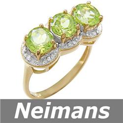 Vintage 2.75 ct Peridot & Diamond Ring 14kt USGL CERT