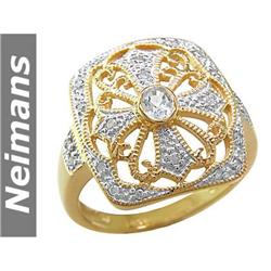 Vintage .50 ct White Sapphire & Diamond Ring 14kt Gold